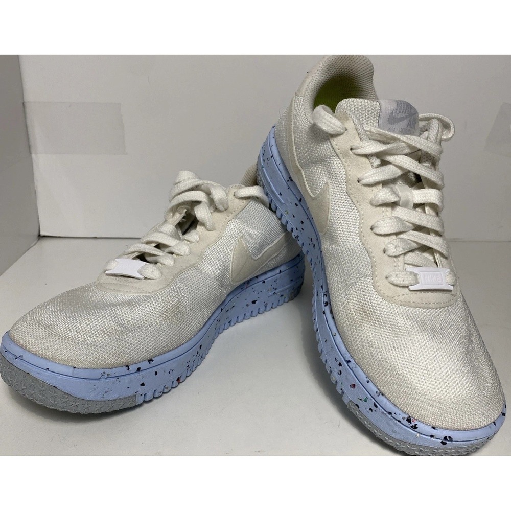 Nike Air Force‎ 1 Crater Flyknit White Pure Platinum DC7273-100 Womens Size 8